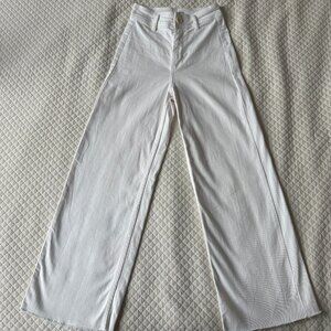 OAT New York White High Rise Wide Leg Jeans Raw Hem Size 25